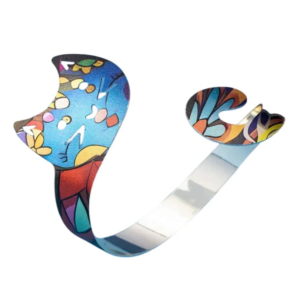 Colorful Cat Adjustable Cuff Bracelet